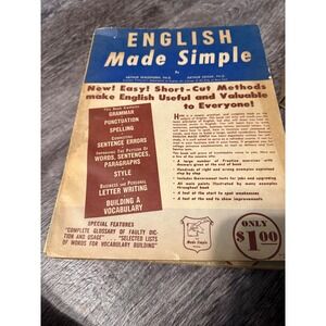 Vintage English Made Simple Book 1958 A Waldhorn Zeiger Grammar Writing Guide